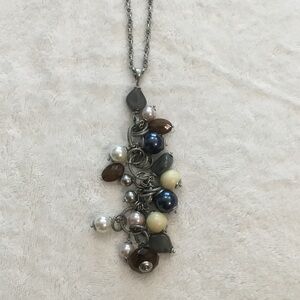 Lia Sophia Elegant Silver Necklace with Blue and Cream Accents